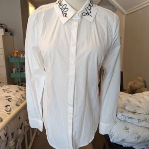 NWT Modcloth for Hello Kitty White Button Down Shirt. Size XS.
